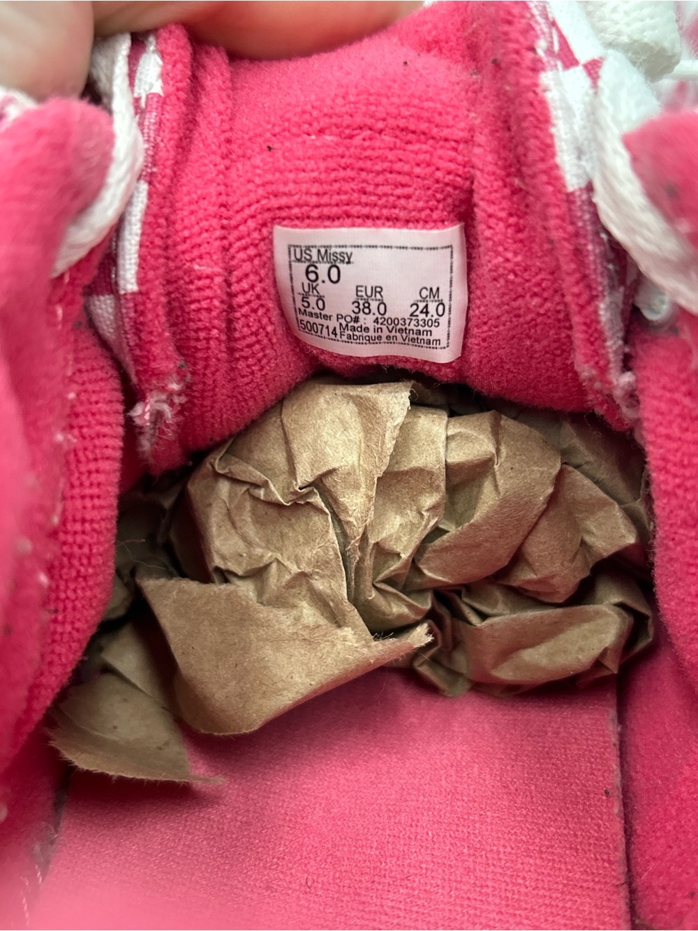 Vans Pink Checkerboard Lace-Up Sneakers in Pink - Picture 5 of 5